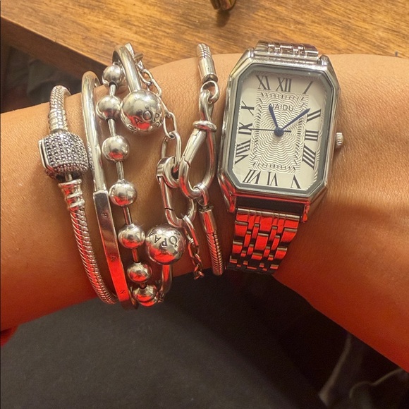 Silver Stainless Steel Watch with Roman Numerals - Picture 2 of 5